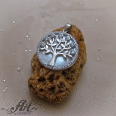 Сребърен медальон с бял седеф "Дървото на живота" P-1206